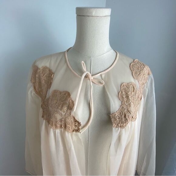 Vintage Deene Lingerie Sheer Kimono Maxi Duster Robe Fairy Whimsi Wicked Medium - Picture 8 of 15